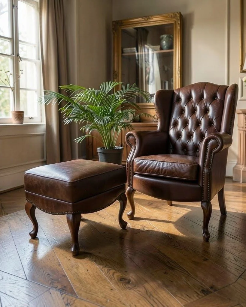 CHESTERFIELD Wingback Chair + Footrest