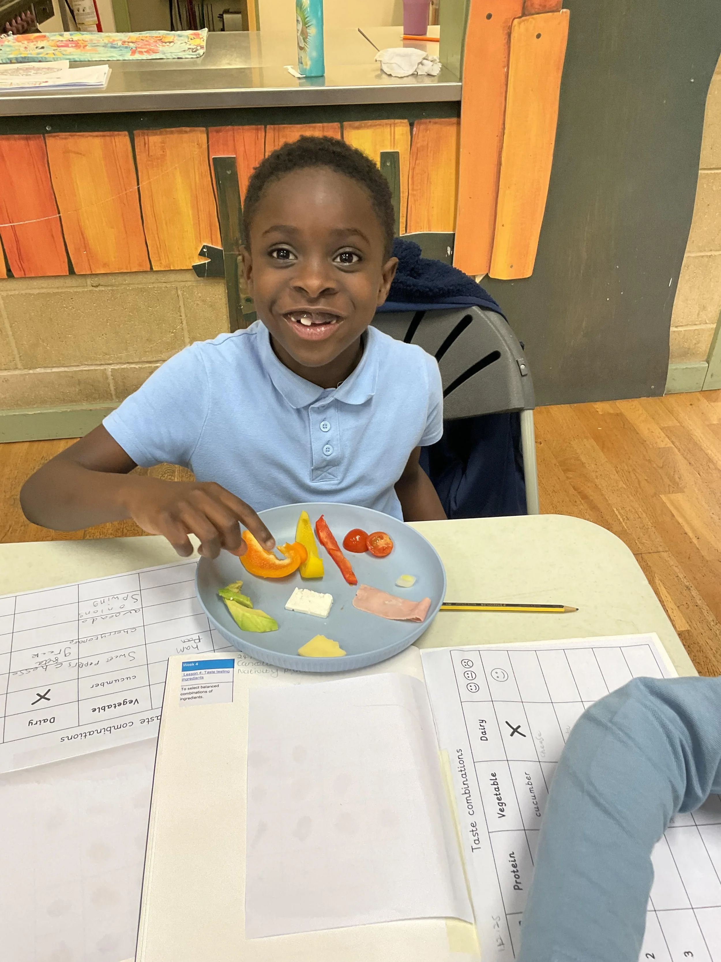 DT this term - combining flavours in the design stage of their wrap making.