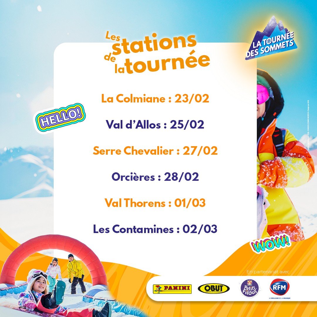 🎿 La Tourn&eacute;e des Sommets arrive pr&egrave;s de chez vous ! 🏔️

6 stations, 6 dates, une seule tourn&eacute;e &agrave; ne pas manquer ❄️
Nous prenons la route des sommets pour venir &agrave; votre rencontre au c&oelig;ur des plus belles stati