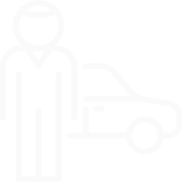 Outline of a person standing next to a car.