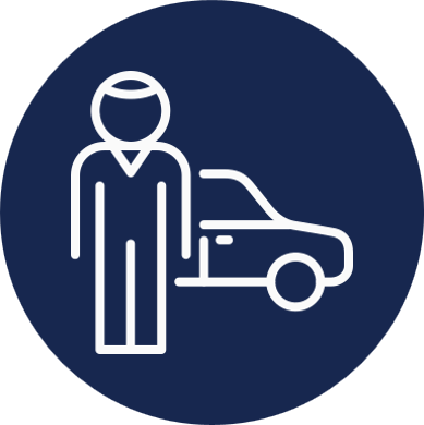 Icon of a person standing next to a car