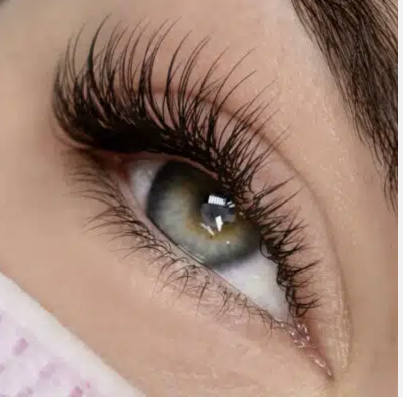 Close-up of classic lash extensions creating natural fuller lashes at Sanct Noir Studio Leeds