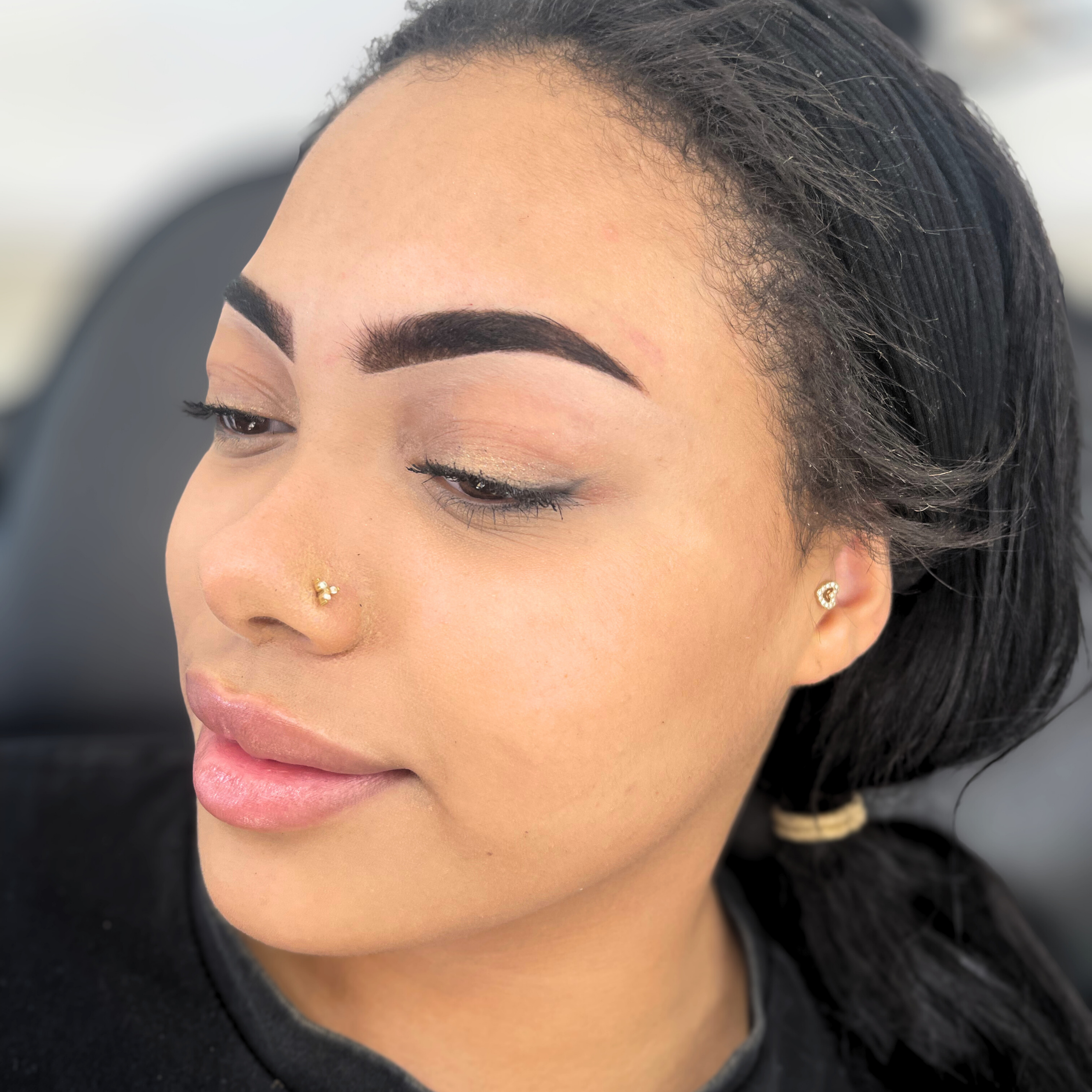 Close-up of natural henna brows tint result at Sanct Noir Studio Leeds