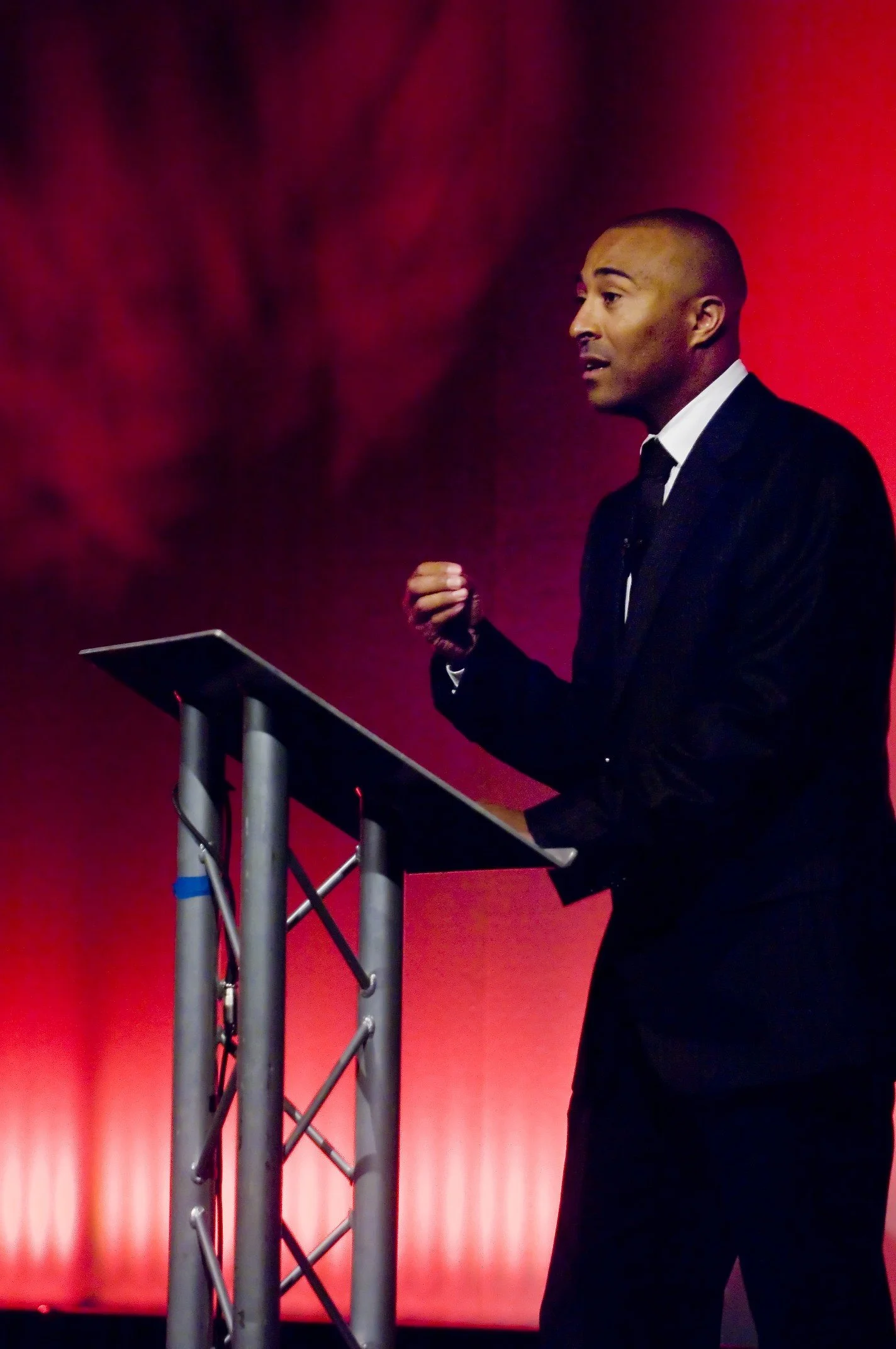 Colin Jackson, Keynote speaker at UK National Conference. Celtic Manor, Newport, Wales 