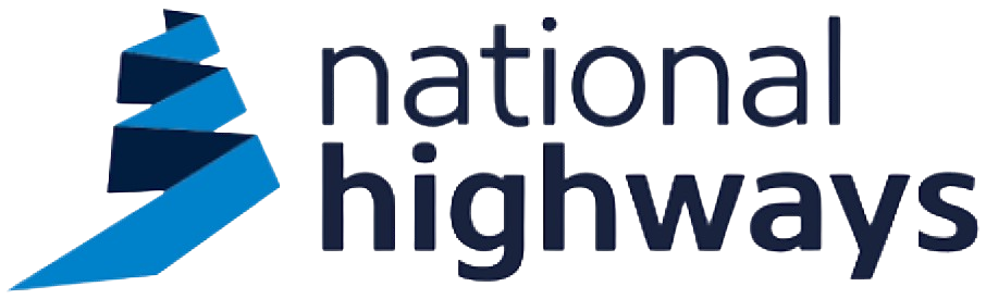 Logo of the National Highways with a stylized highway symbol and the words 'national highways'.