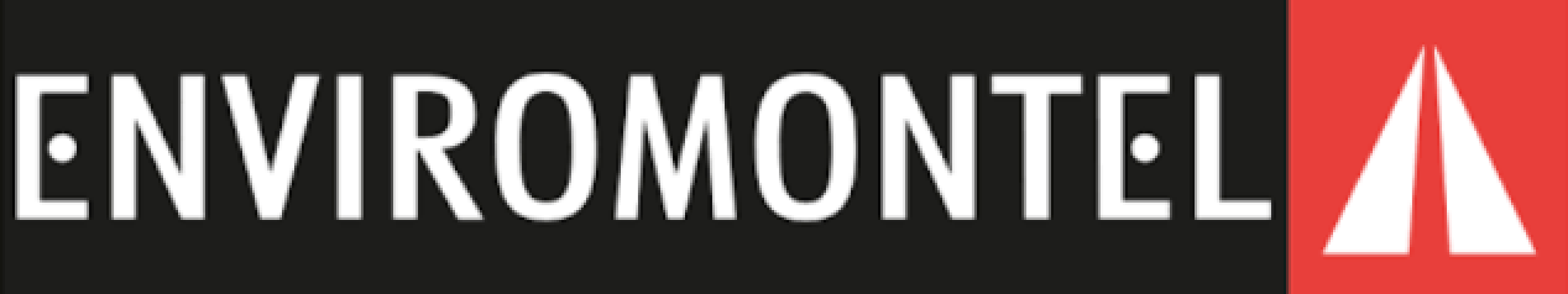 Close-up of a sign reading 'ENVIRONMENT' in white letters on a black background, with a red and white triangular logo on the right.