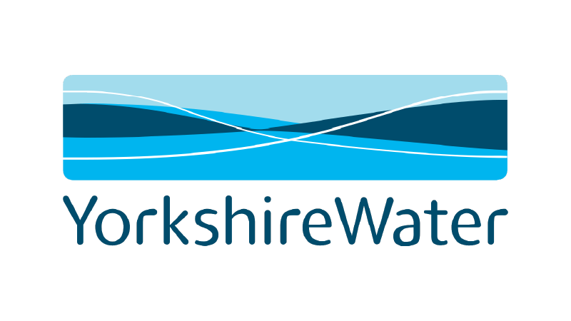 Logo of Yorkshire Water with stylized blue water waves and the company name underneath.