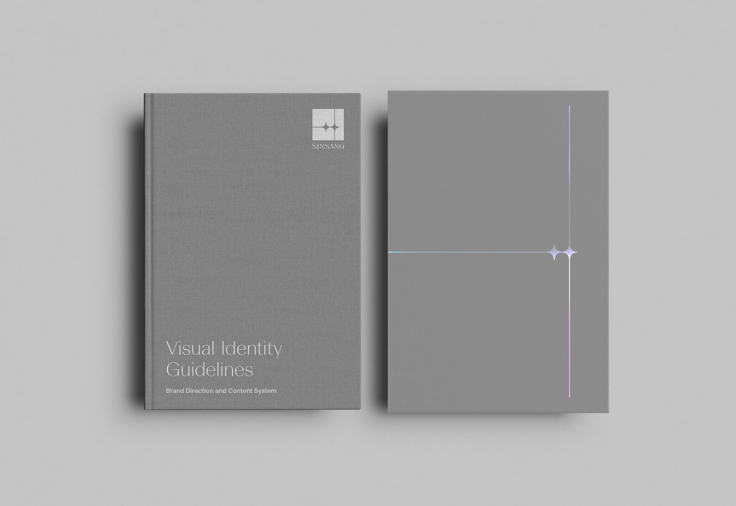 Neue Haus가 기획한 신상성형외과의 브랜드 방향성과 콘텐츠 시스템을 정리한 비주얼 아이덴티티 가이드라인 표지. Visual Identity Guidelines for Sinsang Plastic Surgery, outlining brand direction and content system by Neue Haus.