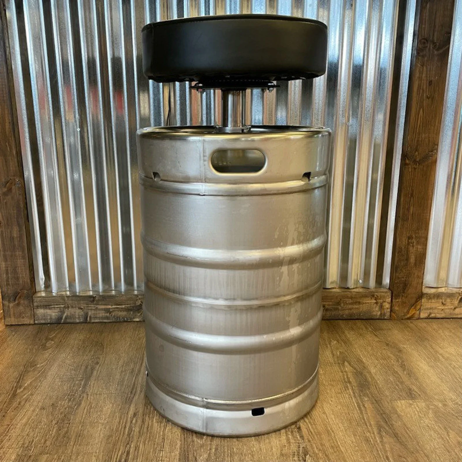 Beer Keg Stool – Stainless Steel, Industrial Bar Seating