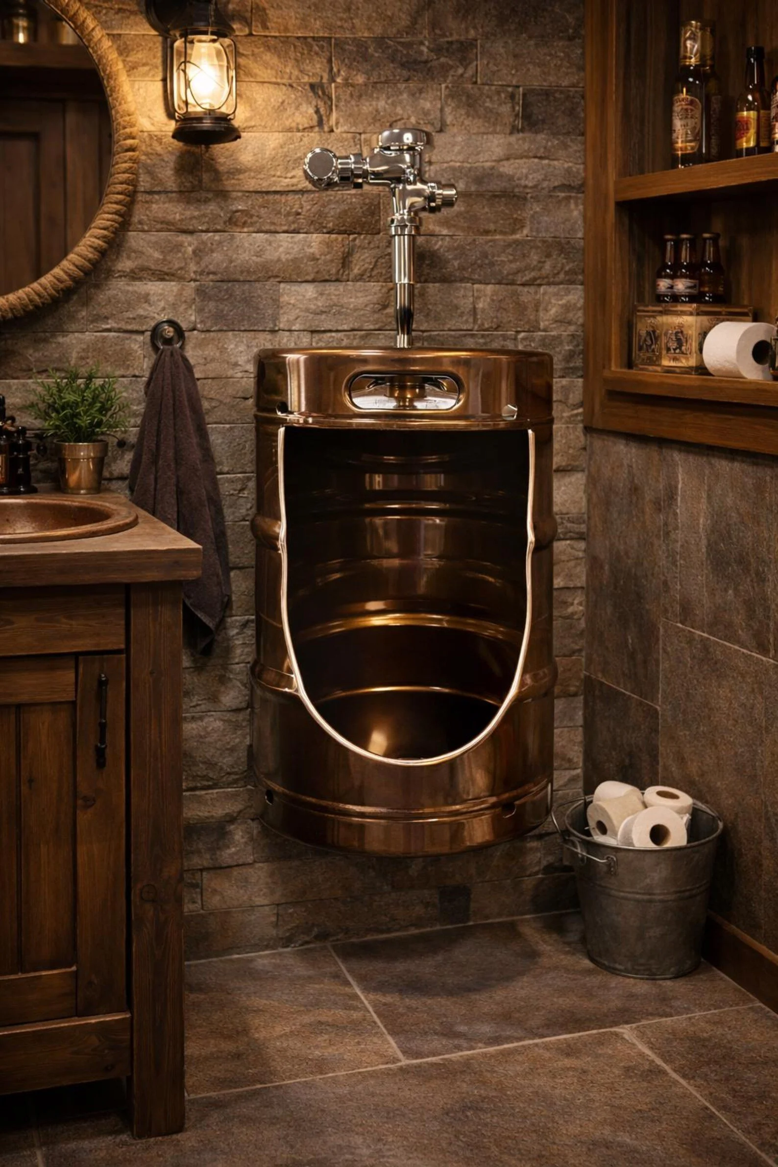 Whiskey Copper Beer Keg Urinal