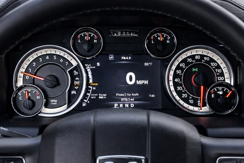 2024 RAM 1500 dashboard showing no air suspension warning lights