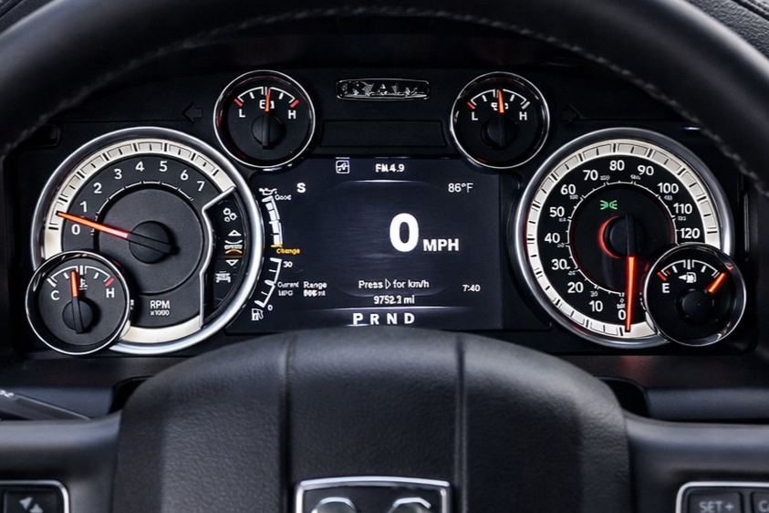2022 RAM 1500 dashboard showing no air suspension warning lights