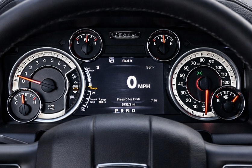 2020 RAM 1500 dashboard showing no air suspension warning lights