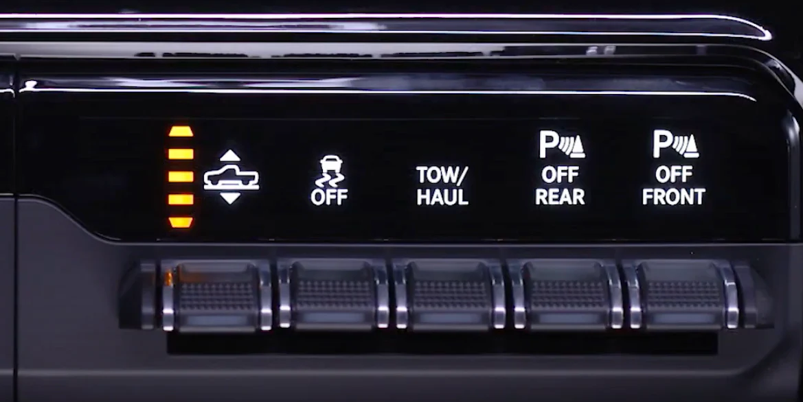 Ram 1500 dashboard showing air suspension ride height adjustment controls