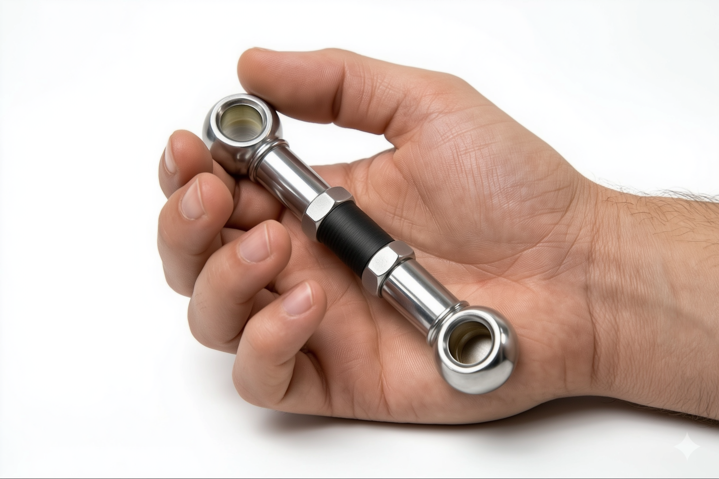 Adjustable lowering links for Ram 1500 (DT) air suspension shown in hand