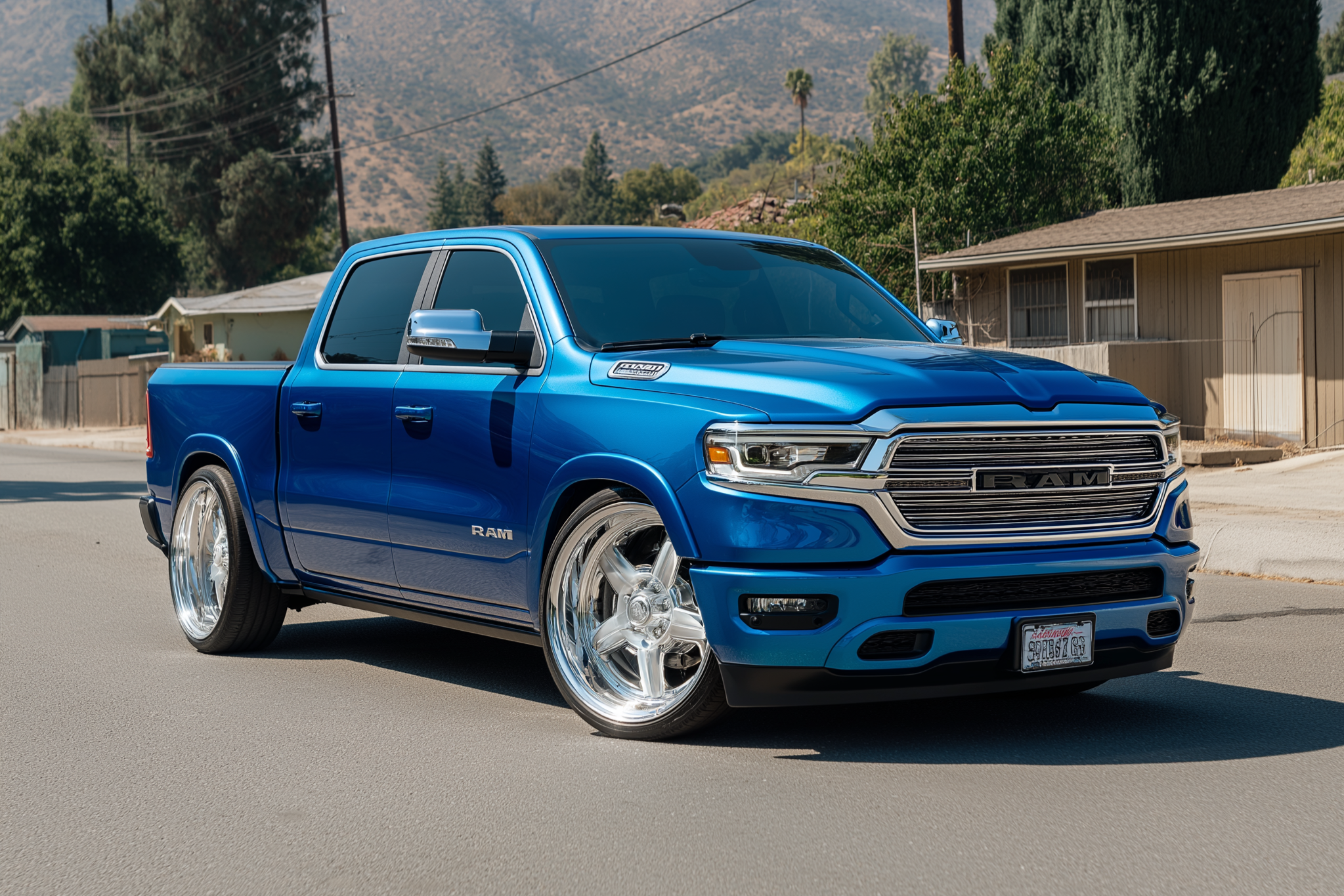 Ram 1500 (DT) lowered using adjustable air suspension lowering links