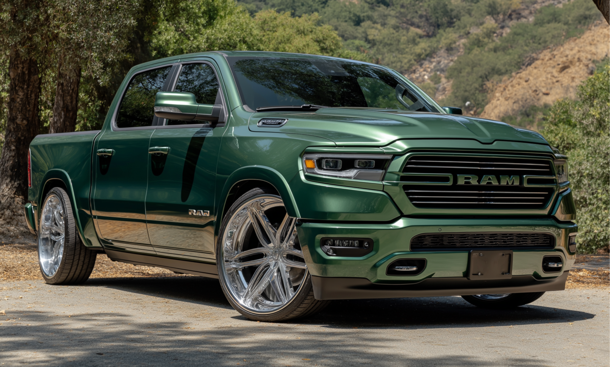 Lowered Ram 1500 stance after installing adjustable air suspension lowering links