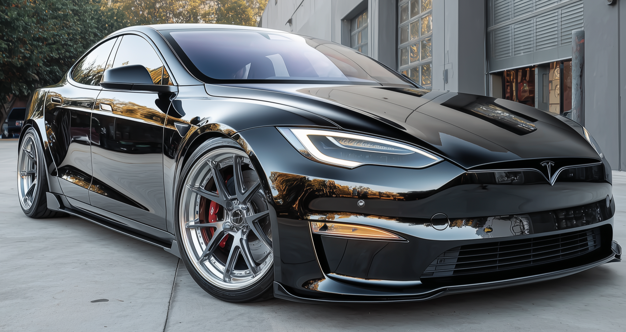 Lowered air suspension vehicle with refined stance achieved using adjustable lowering links