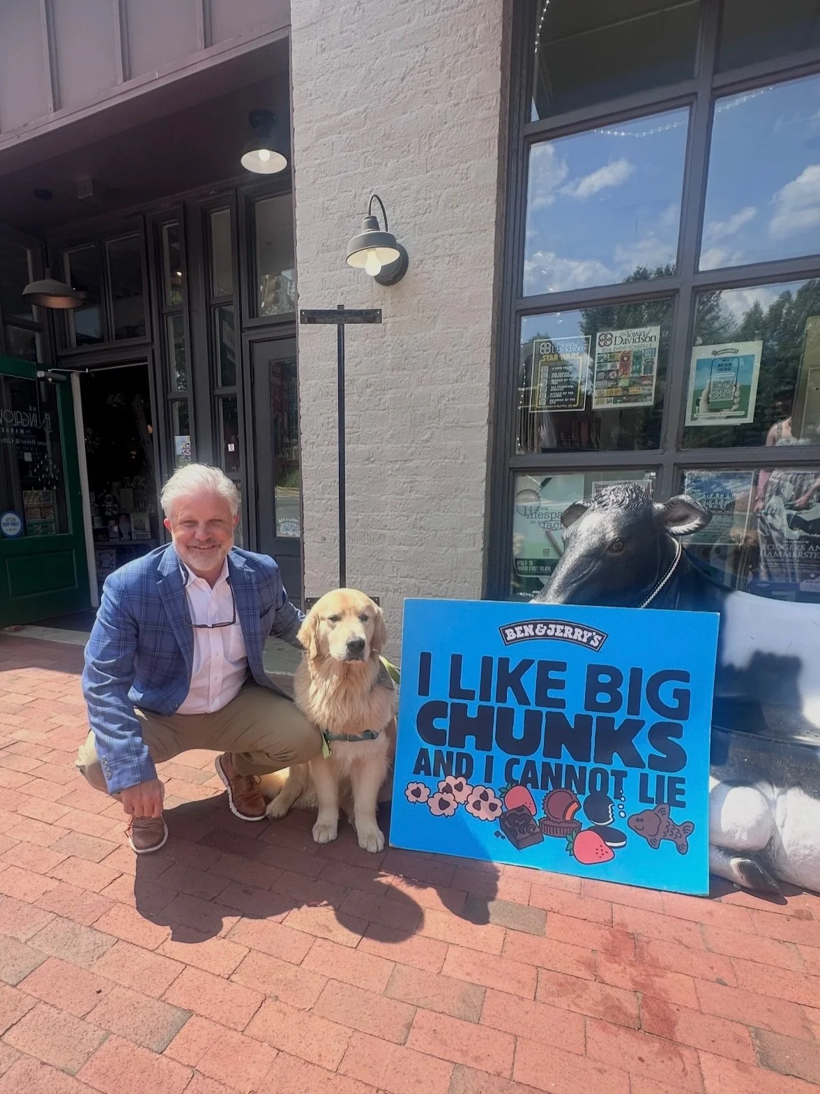 Happy 1st Birthday to Chester! Big, chunky, and living his best life with a Ben &amp; Jerry&rsquo;s pup cup. Hobbies include escaping his fenced yard, demolishing every Amazon box that arrives on the front porch, and demanding pets from every strange
