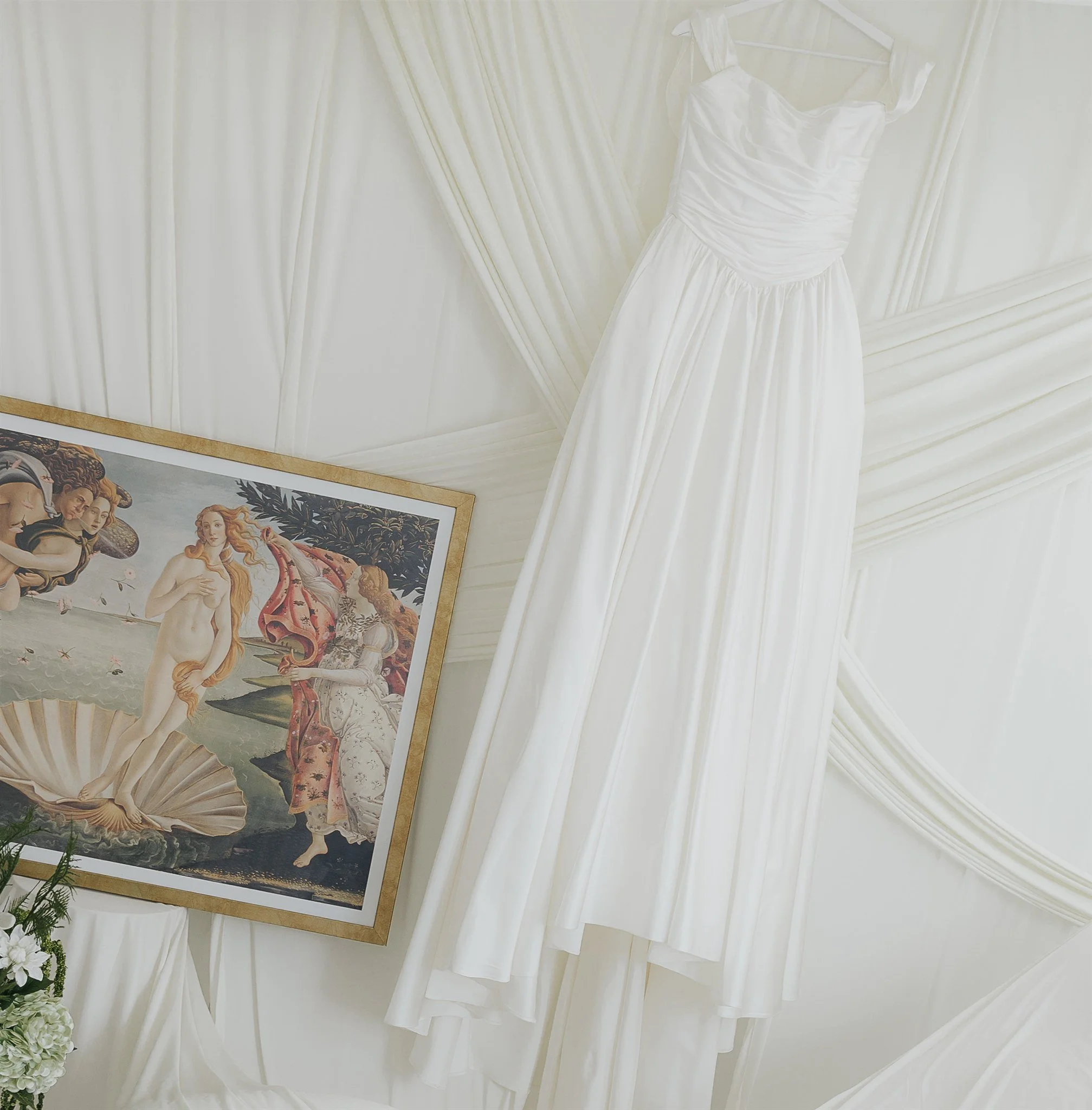 Fine art bridal editorial with sculptural fabrics and soft light, inspired by modern romance.