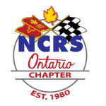 NCRS Ontario Chapter logo featuring racing flag, maple leaf, and ground effects