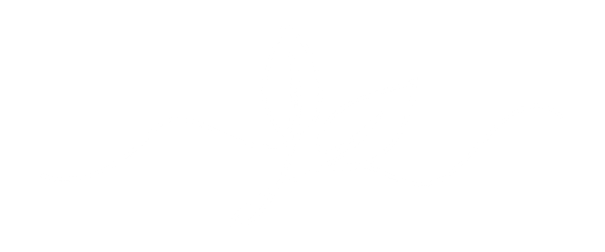 Simple white line drawing of three leaves on a curved stem, on a black background.