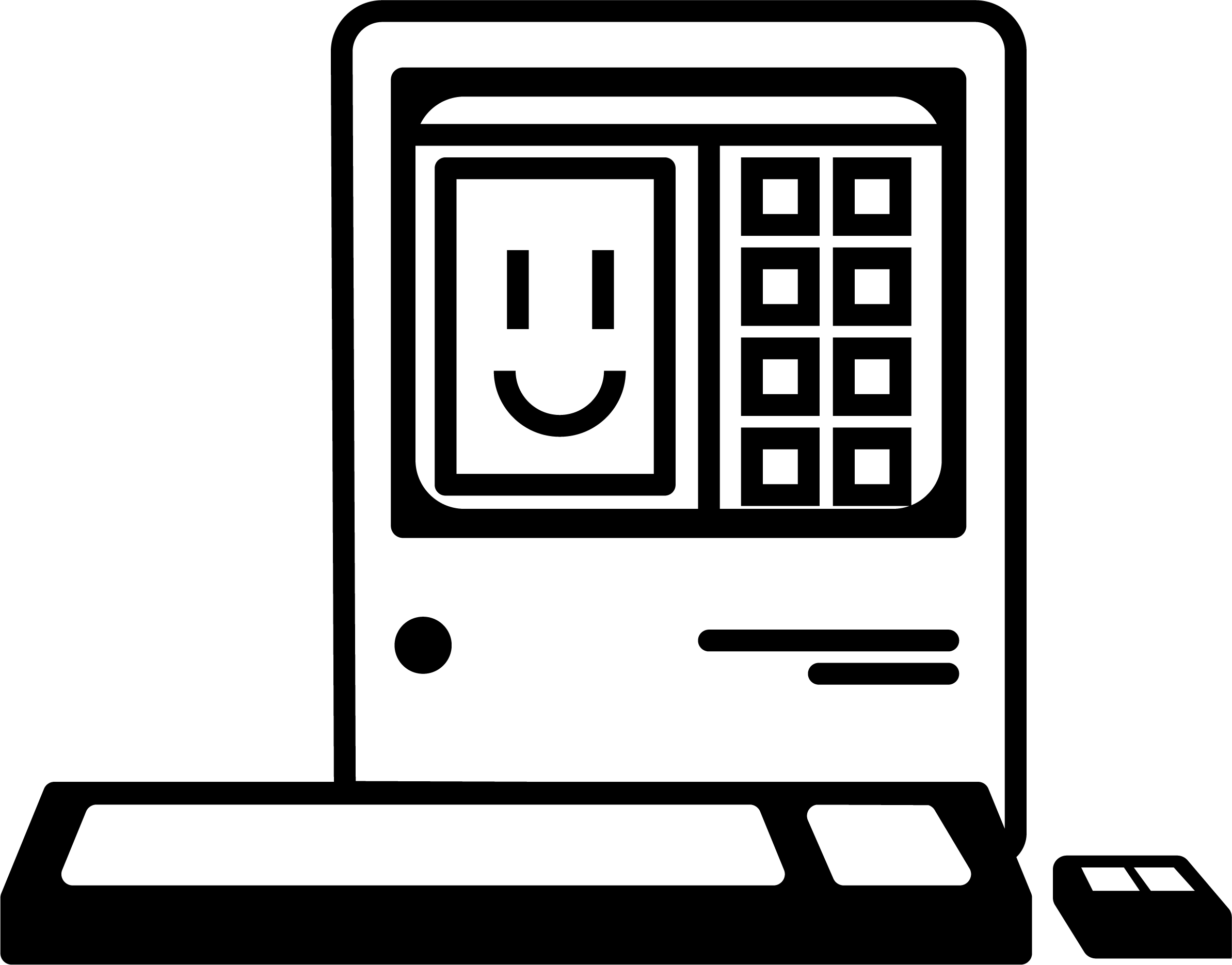 Une machine de jeu d'arcade avec un écran affichant un visage souriant, un clavier numérique et un lecteur de carte ou de jetons.