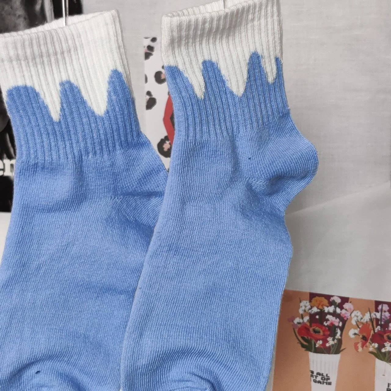 Drip White Blue Socks