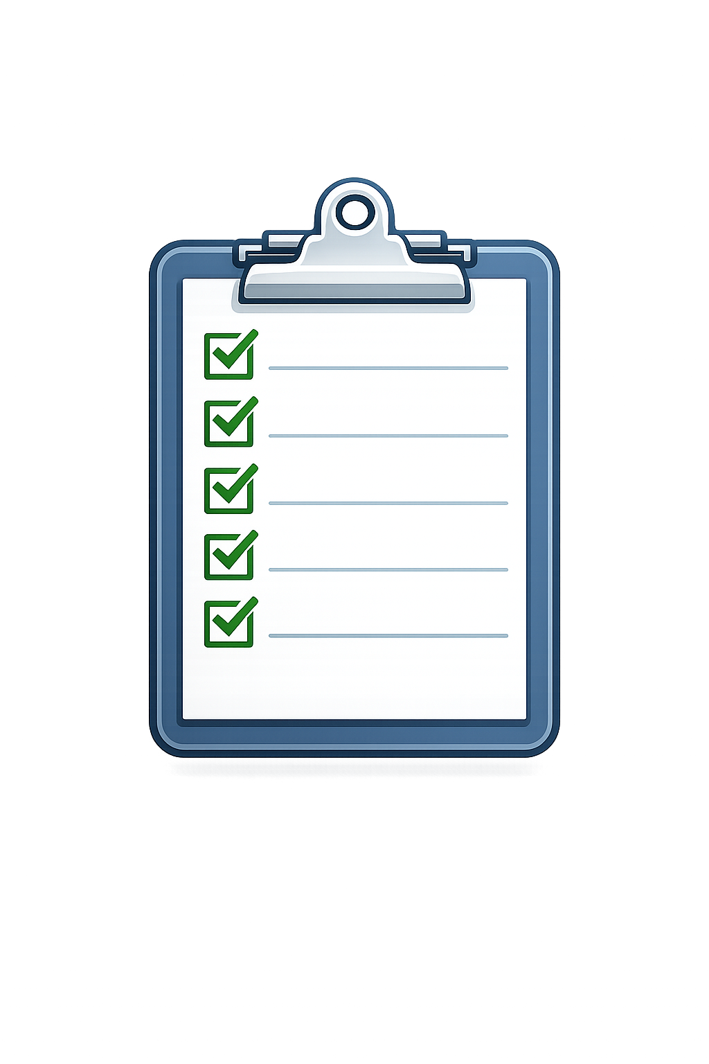 Illustration of a clipboard with a checklist, all items marked with green checkmarks.