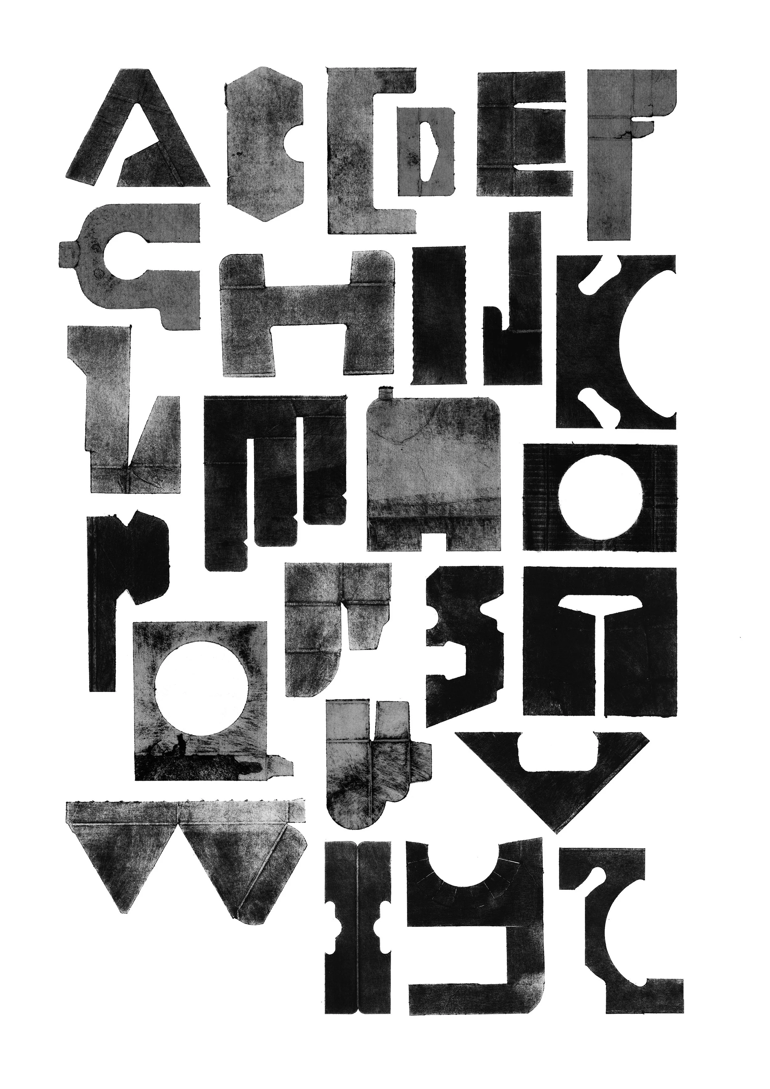 A collage of black and gray metal lock, latch and hinge parts on a white background.