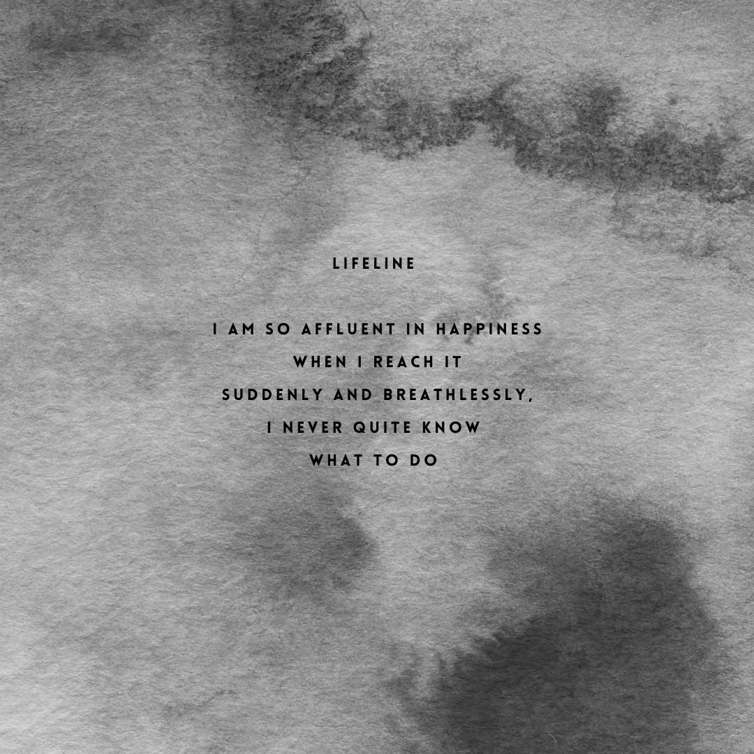 Inspirational quote about happiness and life over a textured gray background.