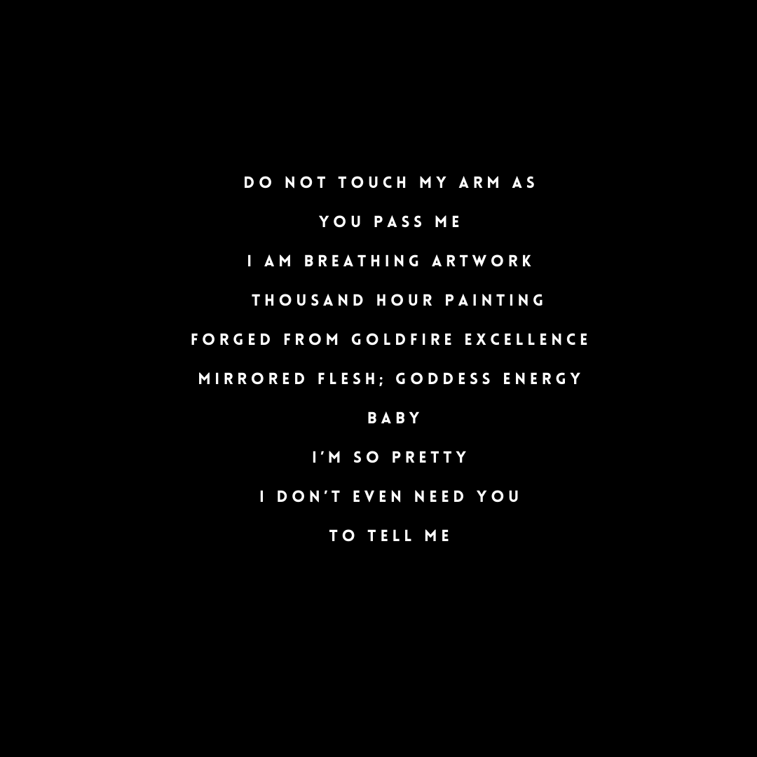 Inspirational quote about art and self-expression on a black background.