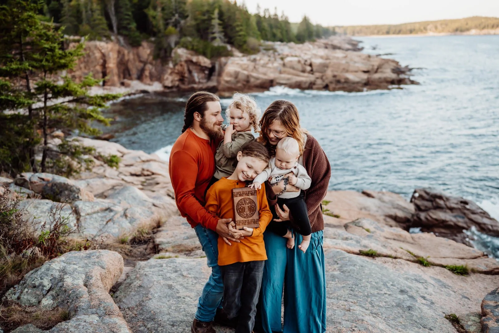 family along the new hampshire coastal mountains