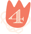 Illustration of the number 4 inside a stylized flame or torch with laces at the bottom
