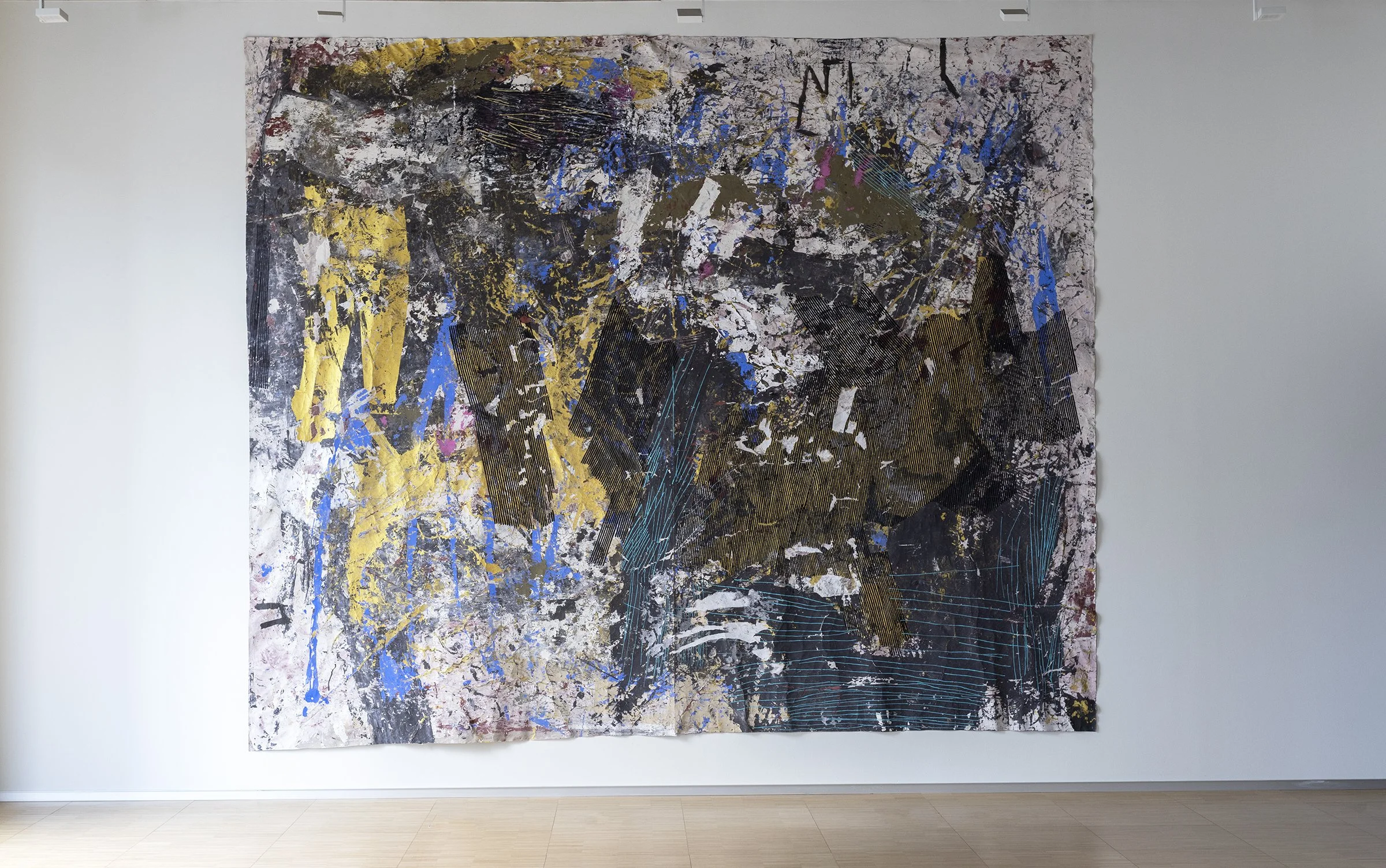 Painting by Anna Marie Sigmond Gudmundsdottir. Exhibited at Bodø Biennale (2021), A.P.T. Gallery London, K.U.K. Trondheim, Glasslåven Gran, and Ullinsvin, Norway. Mixed media, 430 x 340 cm.