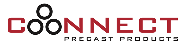Logo for Connect Precast Products with the word 'CONNECT' in bold red and black letters.