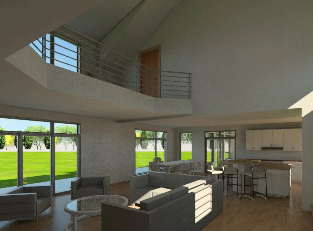 drop beam & diagonal floor ,railing- entry looking to dining.jpg