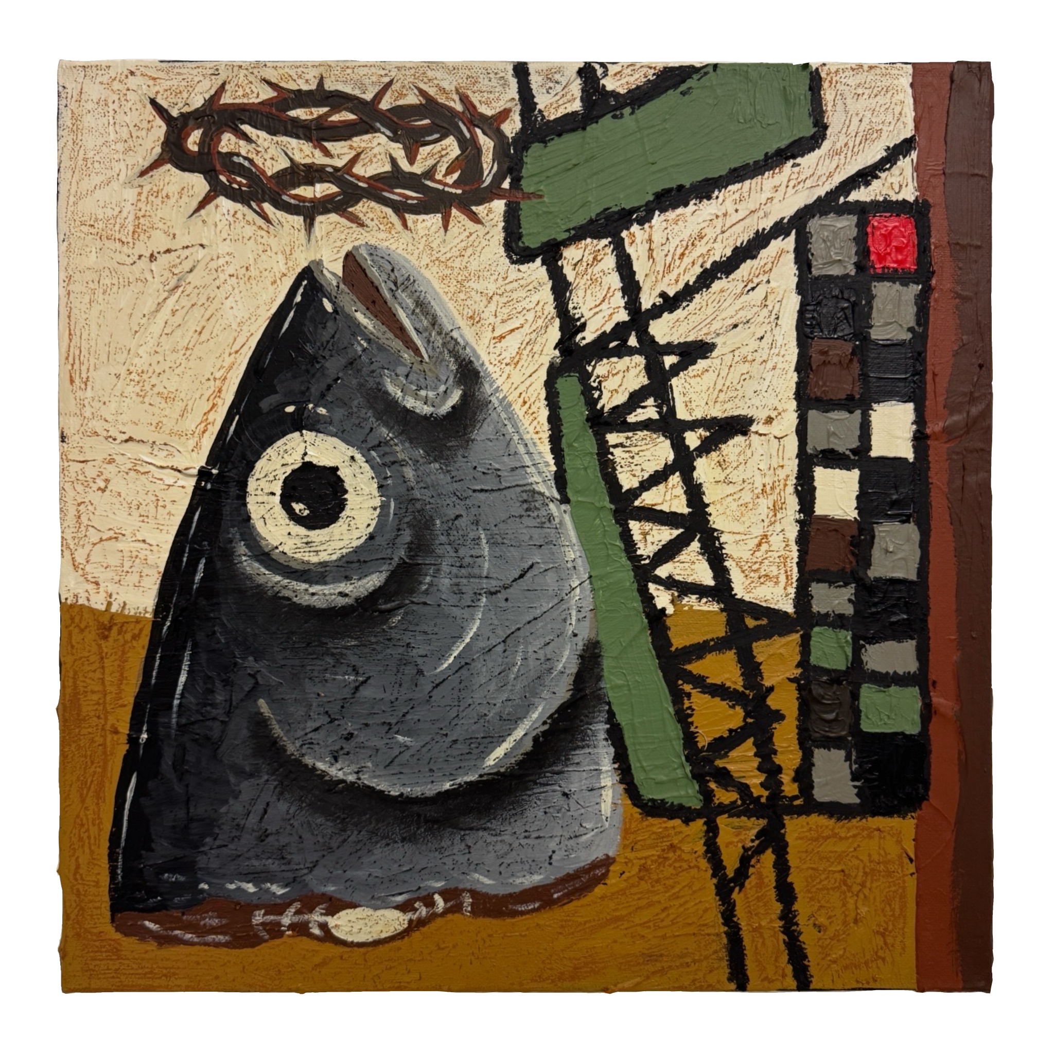 "grazie a Dio sono ateo" - 40x40cm - acrylic and oil stick on canvas