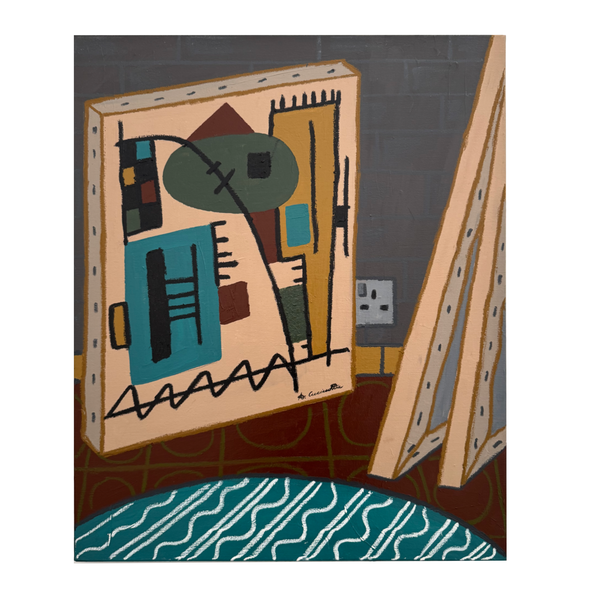 "i wish i had a socket in the storage" - 80x65cm - acrylic and oil stick on canvas