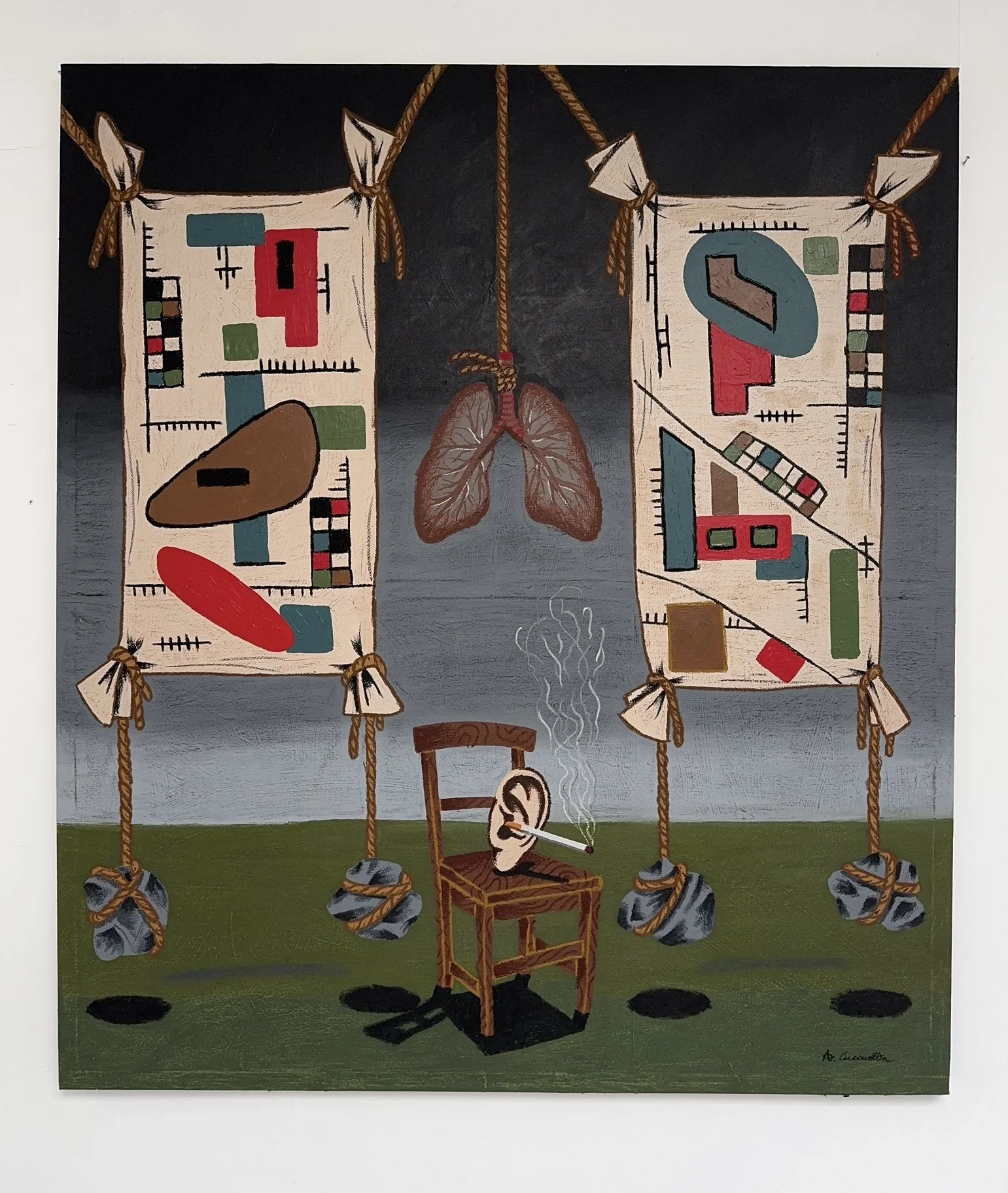 "still thinking of you" - 200x185cm - acrylic and oil stick on canvas