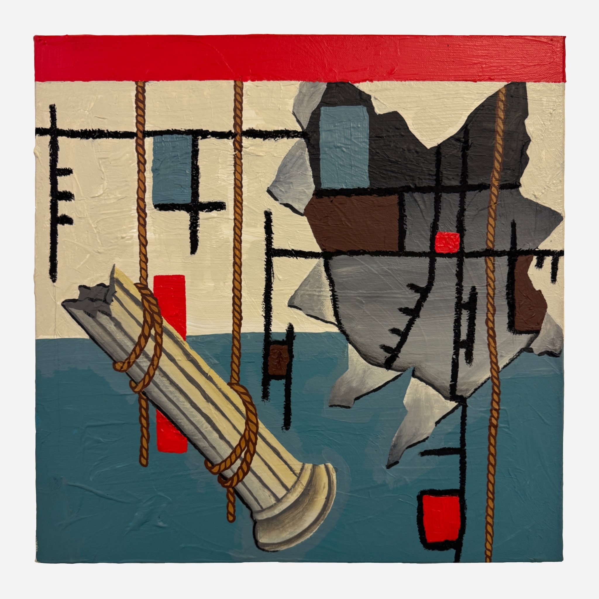 "ode to the past" - 40x40cm - acrylic and oil stick on canvas