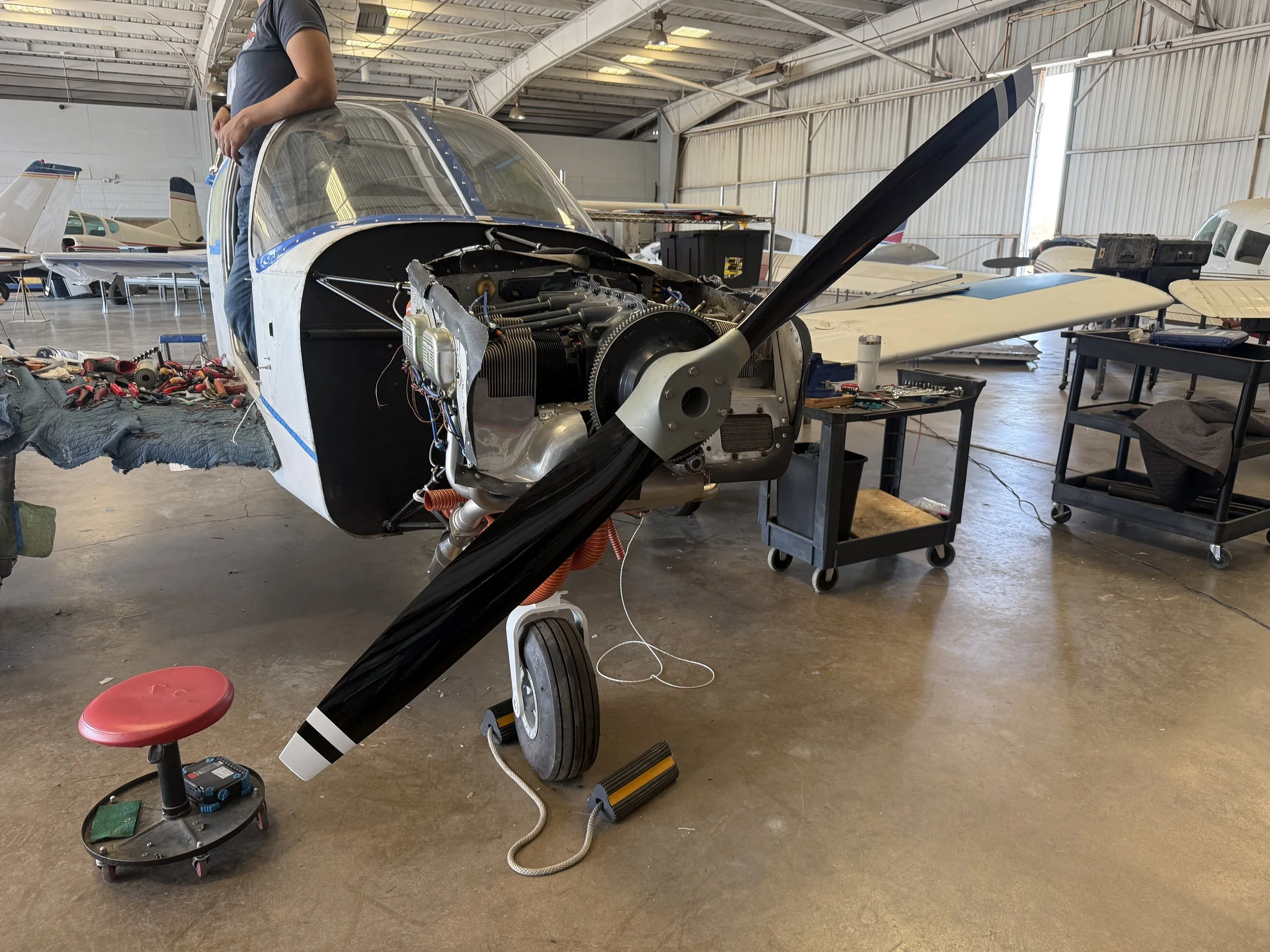 Volare Aviation Piper Cherokee on the ramp in Rock Hill Flight instructor briefing a student before a Discovery Flight Glass cockpit in Volare Aviation training aircraft Volare Aviation team in Rock Hill South Carolina