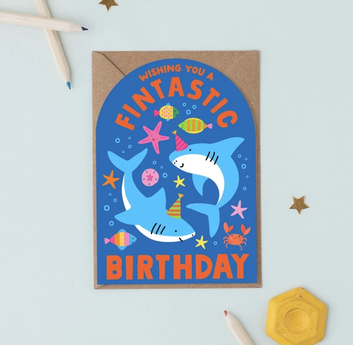 Fintastic Kids Shark Birthday Card