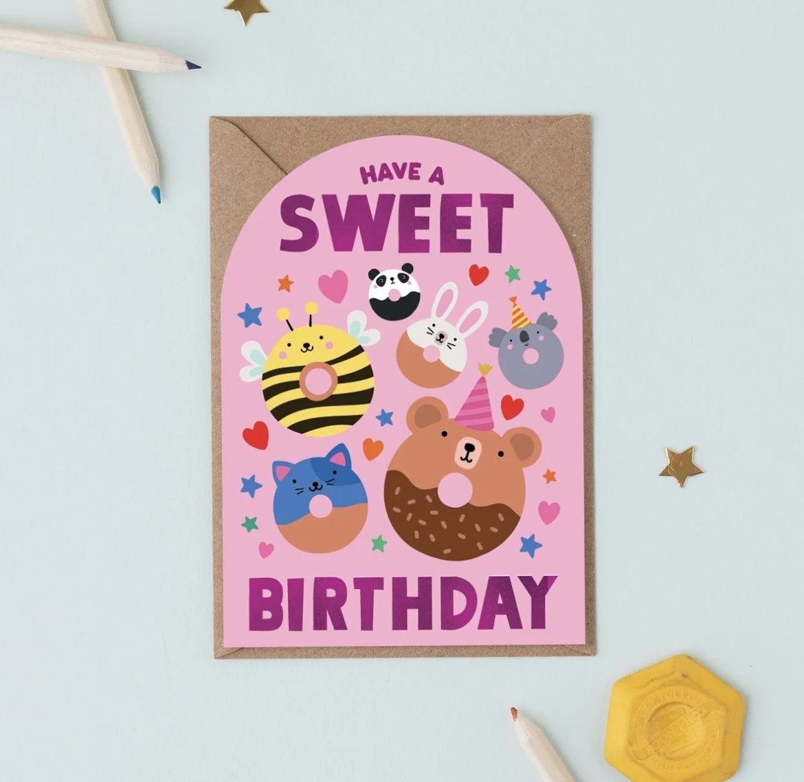 Animal Donut Birthday Card