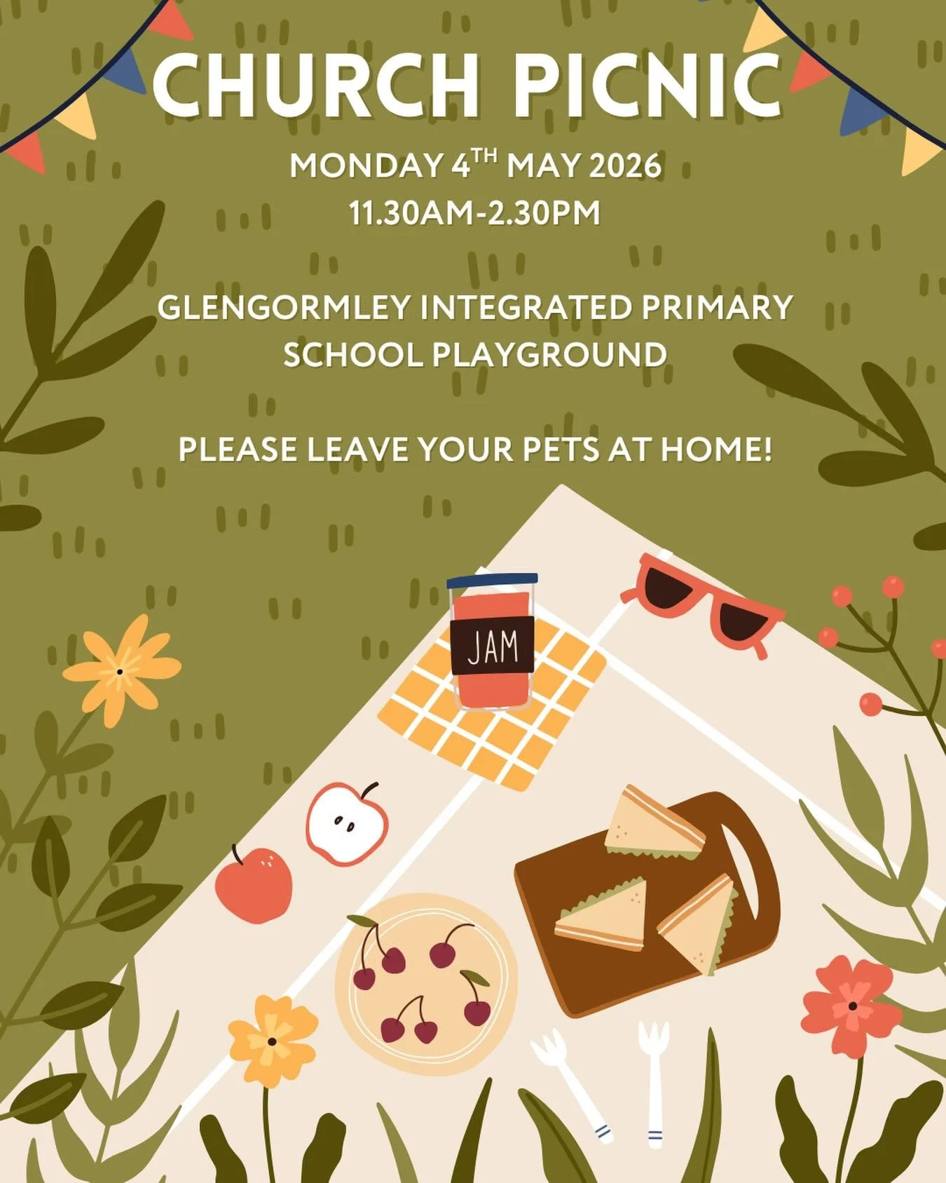 CHURCH MAYDAY PICNIC! 🧺 

Join us for our May Day Picnic this year! 

📅 Monday 4th May
⏰ 11.30am-2.30pm
📍 Glengormley Integrated Primary School (parking available at church) 

Keep an eye on social media over the next few weeks for some more detai