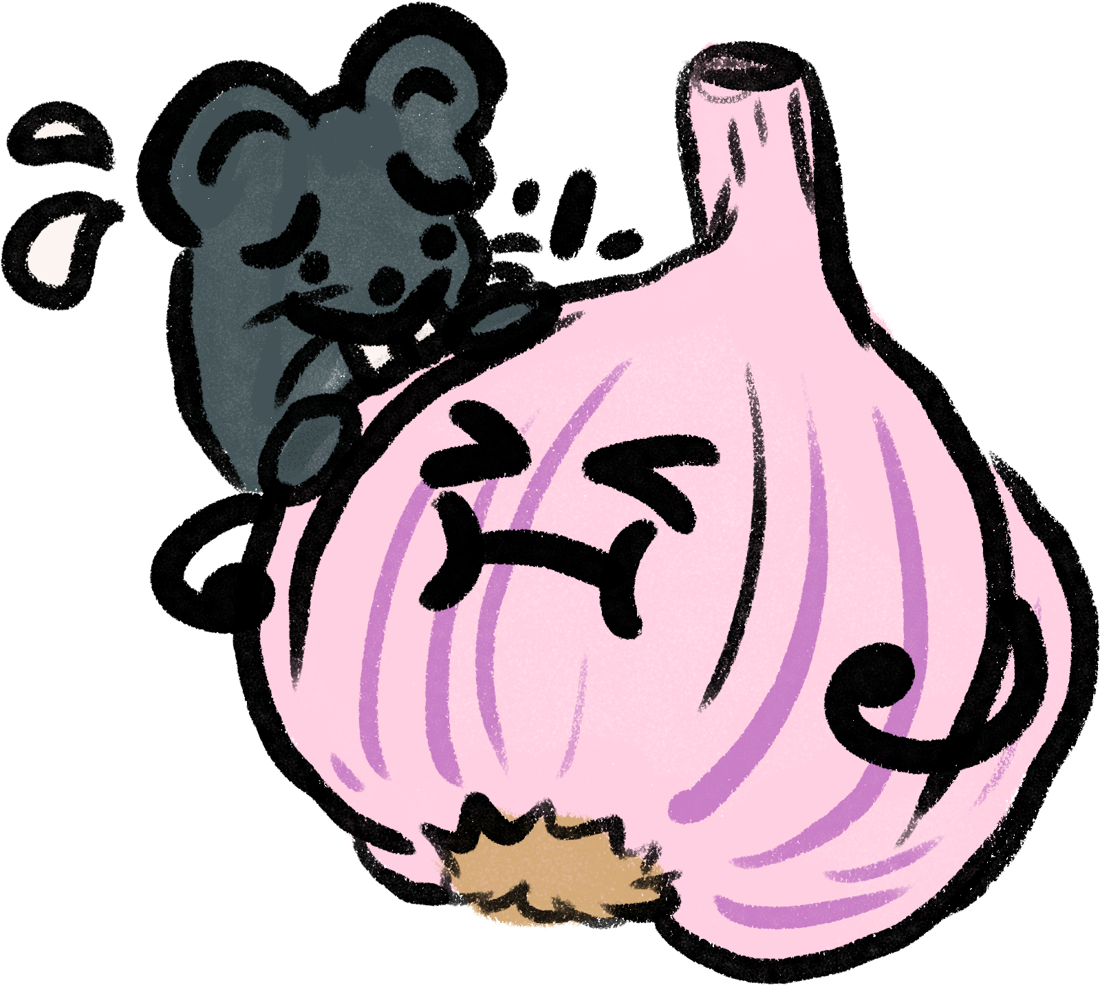 Garlic being nibbled on by a small rat