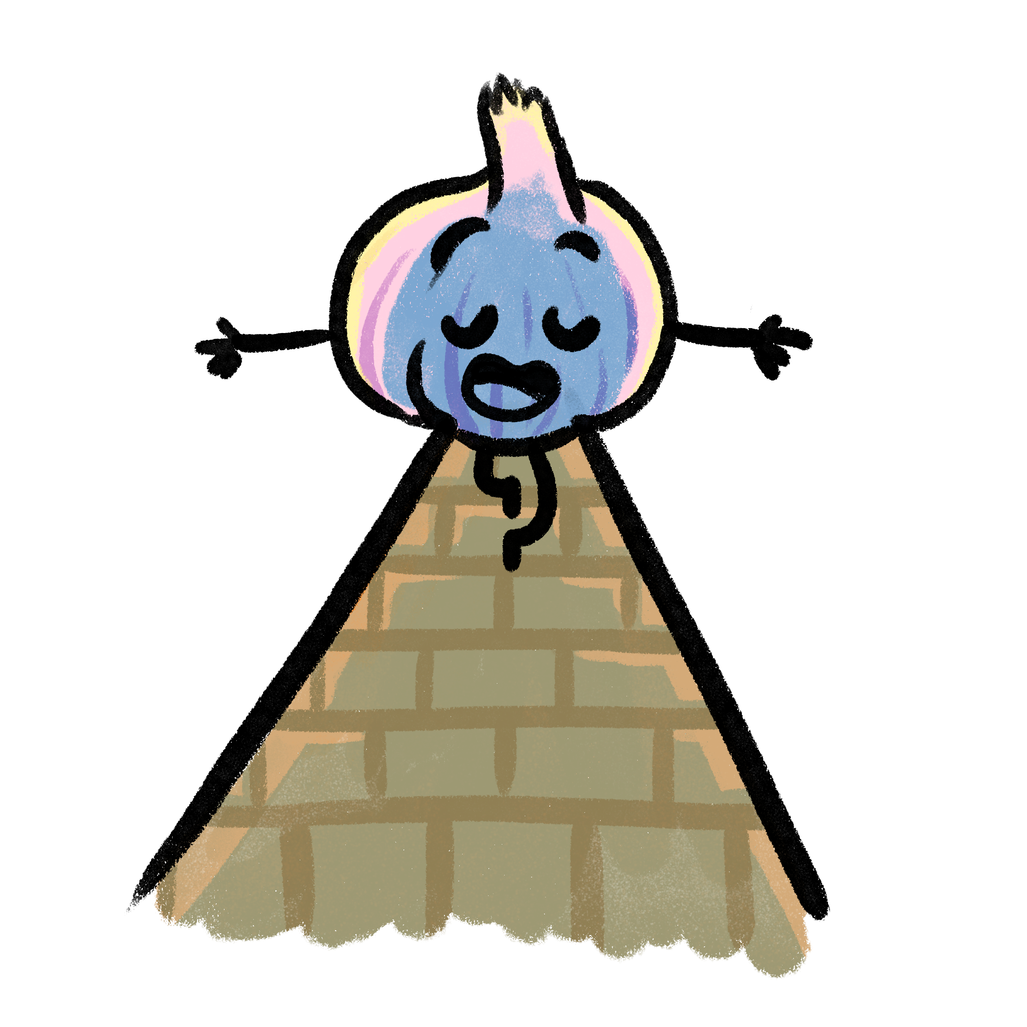 Godly garlic floating atop of a pyramid