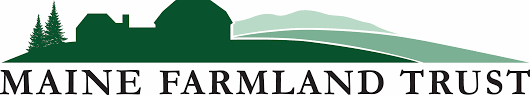 Logo of Maine Farmland Trust featuring a silhouette of a barn, trees, and a landscape.