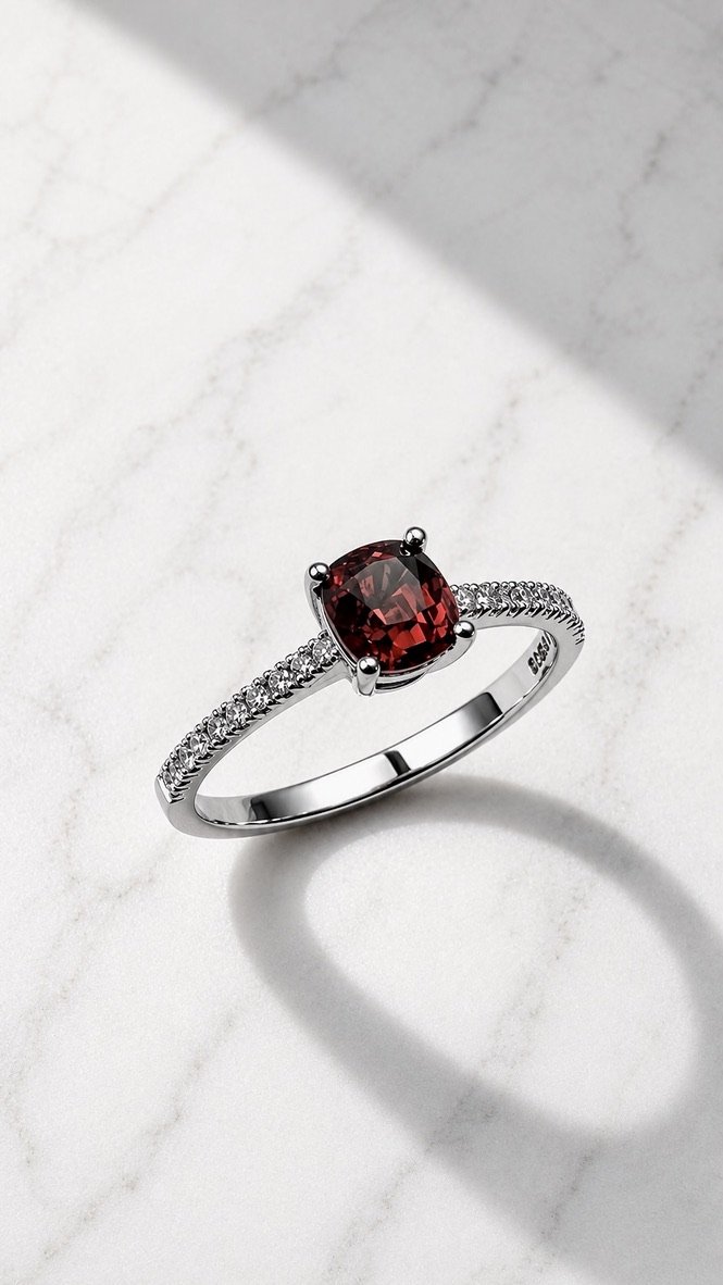 Flame Blossom — Red Spinel Ring 14K Gold