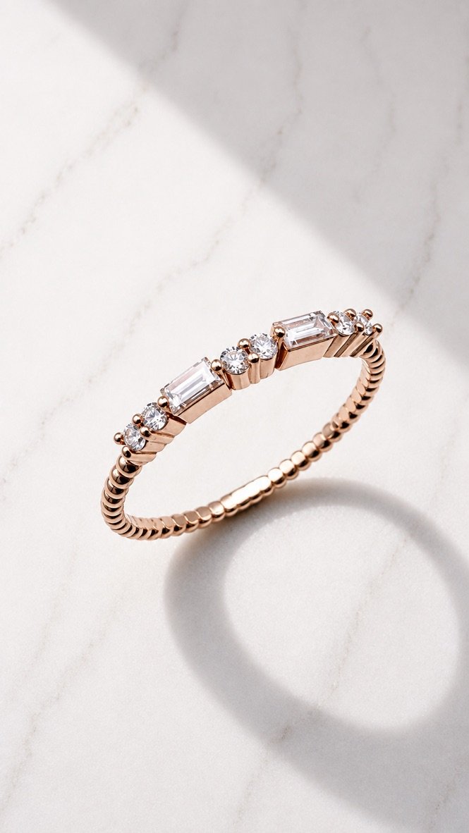 Cadence Ring 9ct Rose Gold | Baguette & Round Lab Diamond Band